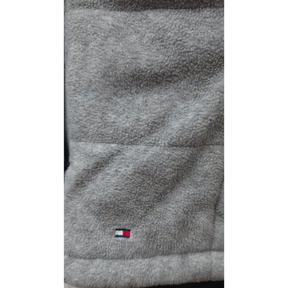 Tommy Hilfiger Mens XL Blue Grey Reversable Full Zip Fleece Logo Flag Hike Vest - Picture 15 of 16